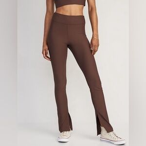 Old Navy Extra High-Waisted PowerSoft Rib-Knit Split Flare Leggings